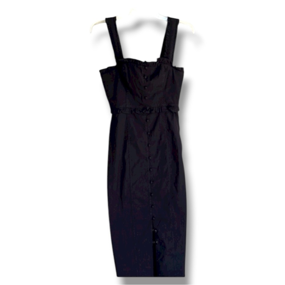 NWT Anthropologie Linden Slim Square-Neck Black Bodycon Midi Dress Size Small - Picture 2 of 16